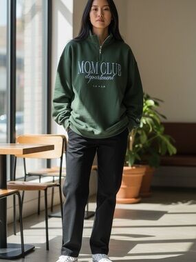 Slyfox Threads Mom Club Department Quarter Zip Pullover 2X